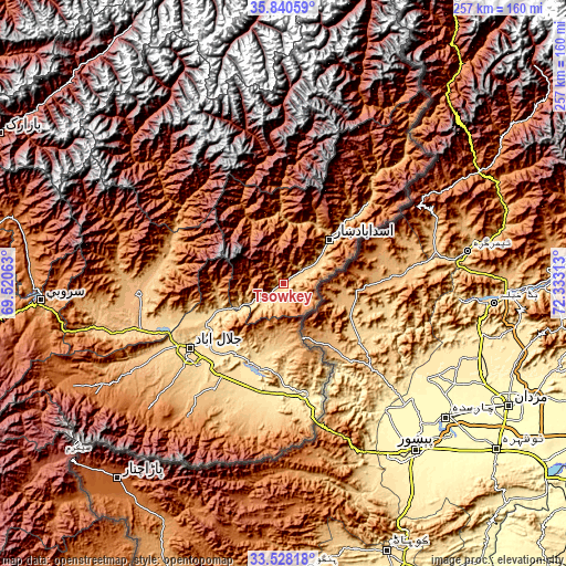 Topographic map of Tsowkêy