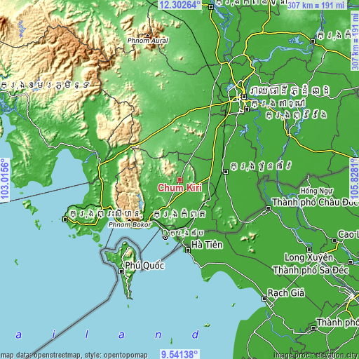 Topographic map of Chum Kiri
