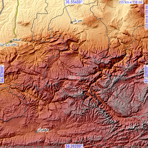 Topographic map of Chīras