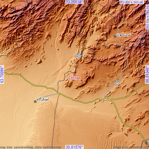 Topographic map of Chinār
