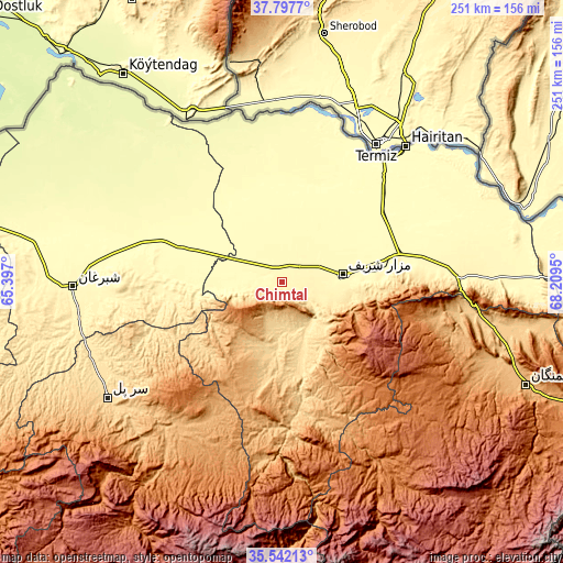 Topographic map of Chimtāl