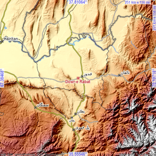 Topographic map of Dowr-e Rabāţ