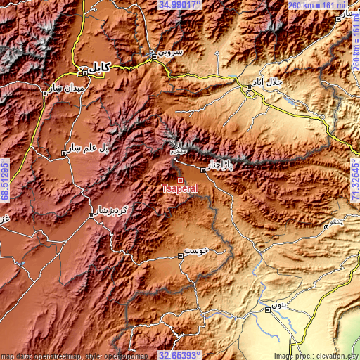 Topographic map of Tsapêraī