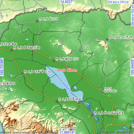 Topographic map of Soutr Nikom