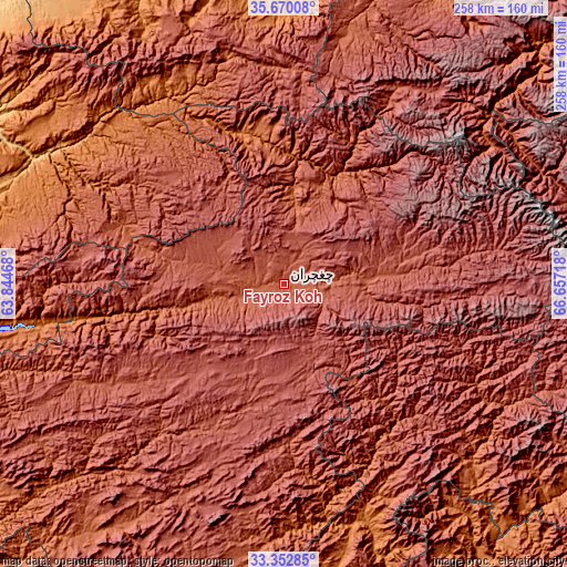 Topographic map of Fayrōz Kōh