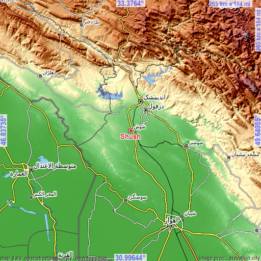Topographic map of Shūsh