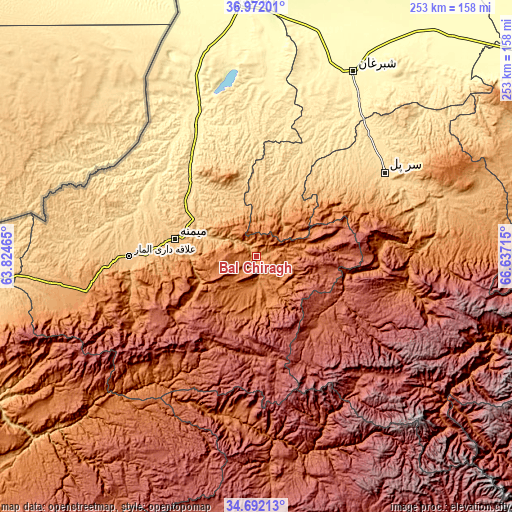 Topographic map of Bal Chirāgh