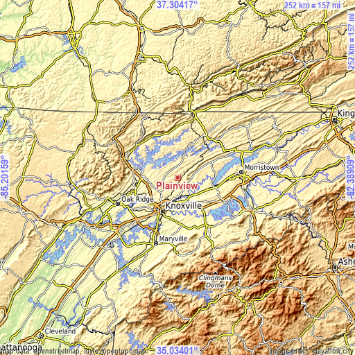 Topographic map of Plainview