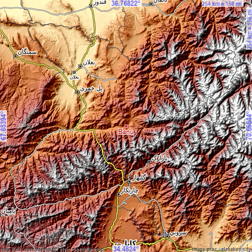 Topographic map of Banū