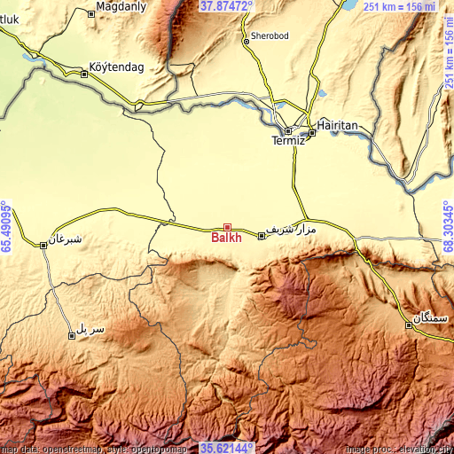 Topographic map of Balkh