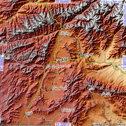 Topographic map of Bagrāmī