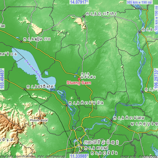 Topographic map of Stueng Saen