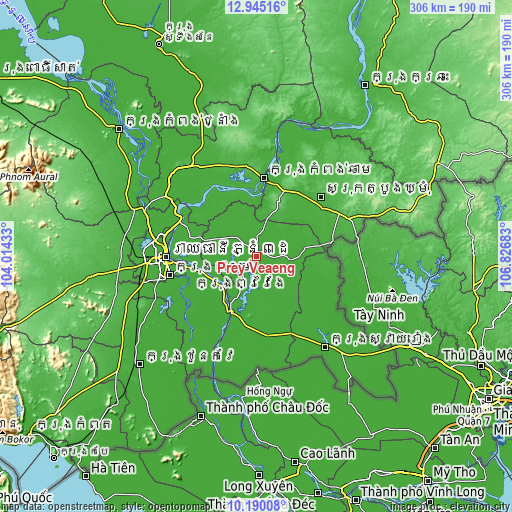 Topographic map of Prey Veaeng
