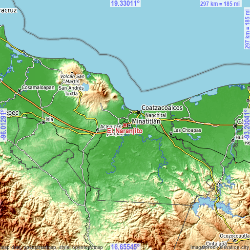 Topographic map of El Naranjito