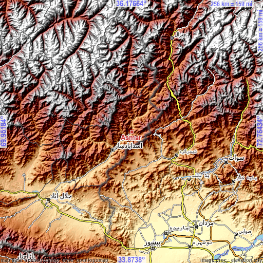 Topographic map of Āsmār