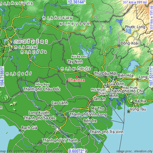 Topographic map of Chantrea
