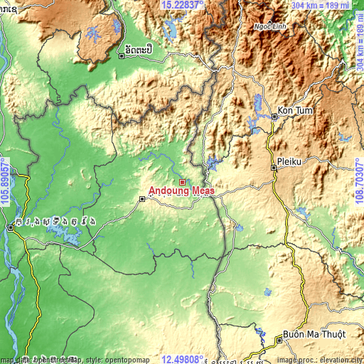 Topographic map of Andoung Meas
