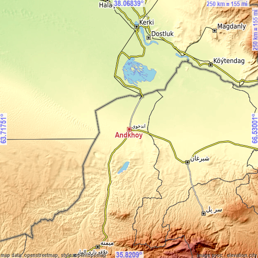 Topographic map of Andkhōy