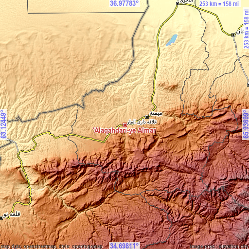 Topographic map of ‘Alāqahdārī-ye Almār