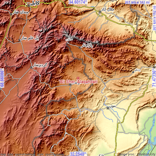 Topographic map of ‘Alī Shēr ‘Alāqahdārī