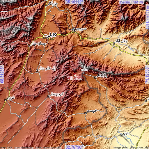 Topographic map of ‘Alī Khēl