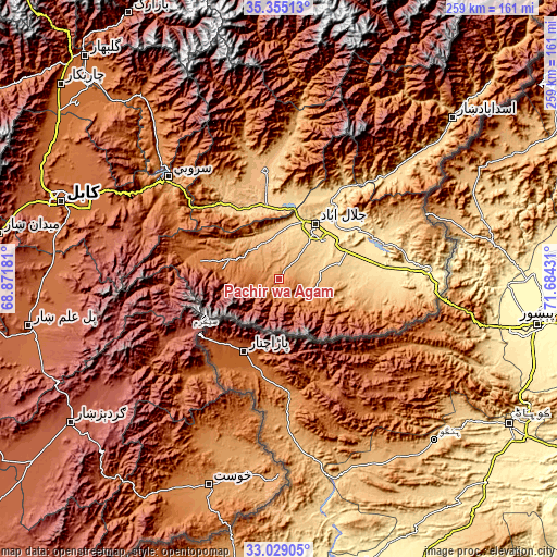 Topographic map of Pachīr wa Āgām