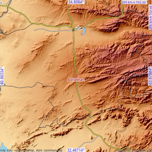 Topographic map of Adraskan