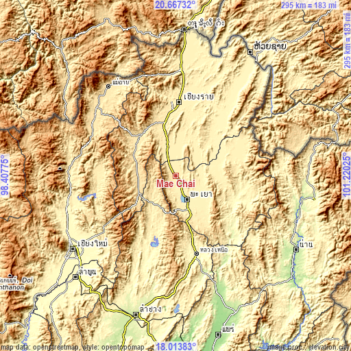 Topographic map of Mae Chai