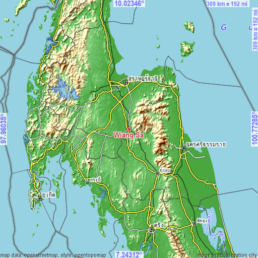 Topographic map of Wiang Sa