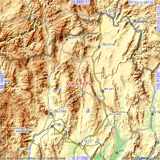 Topographic map of Wiang Pa Pao