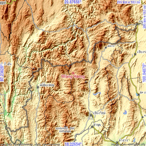 Topographic map of Wiang Haeng