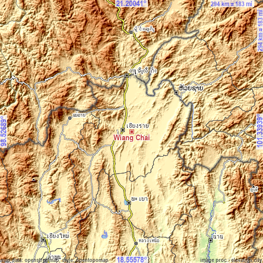 Topographic map of Wiang Chai