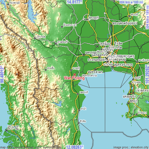 Topographic map of Wat Phleng