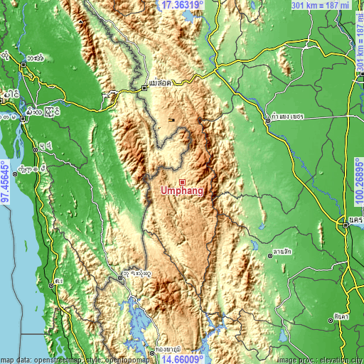 Topographic map of Umphang