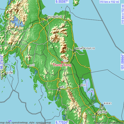 Topographic map of Thung Song