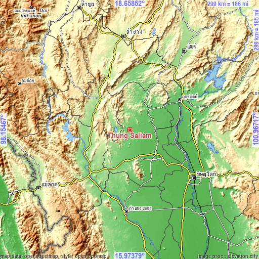 Topographic map of Thung Saliam