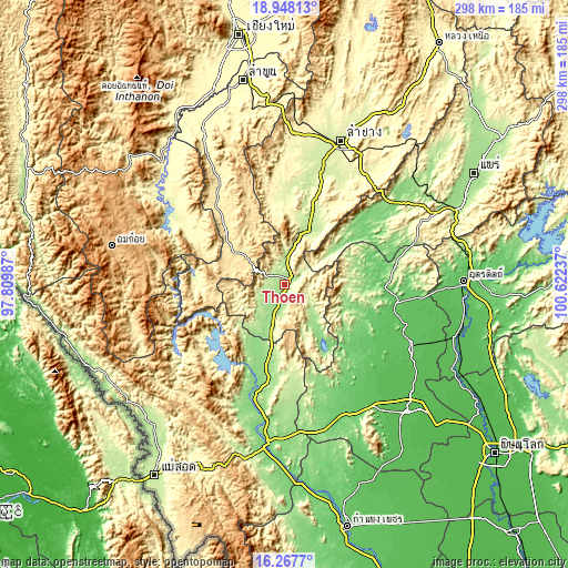 Topographic map of Thoen