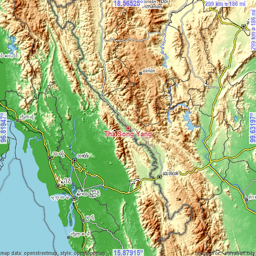 Topographic map of Tha Song Yang