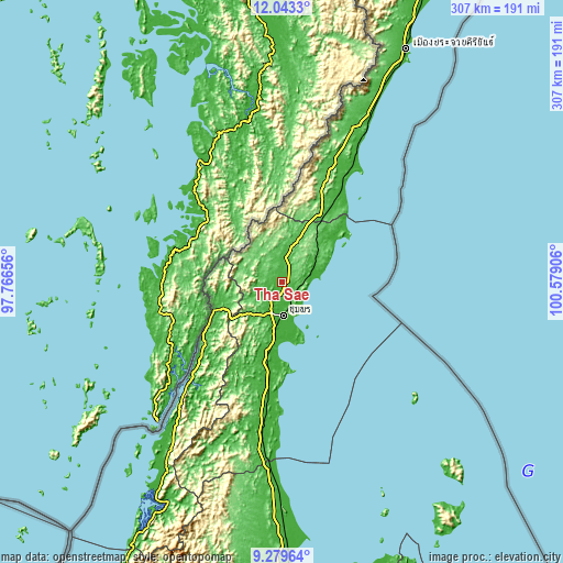 Topographic map of Tha Sae