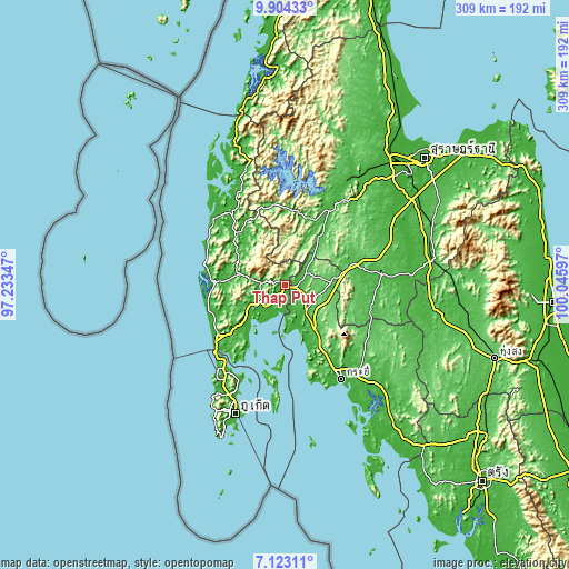 Topographic map of Thap Put