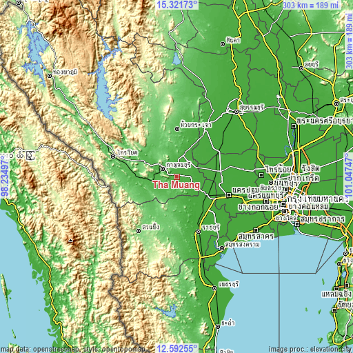 Topographic map of Tha Muang