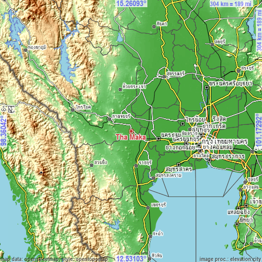 Topographic map of Tha Maka