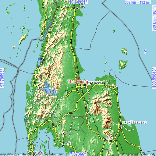 Topographic map of Tha Chang