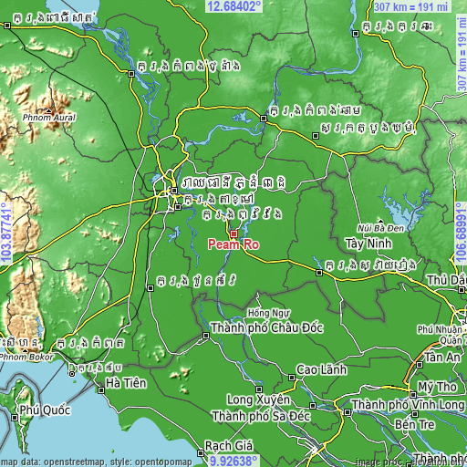 Topographic map of Peam Ro