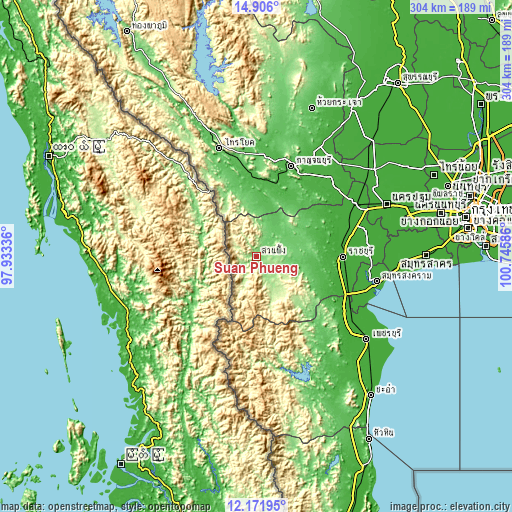 Topographic map of Suan Phueng