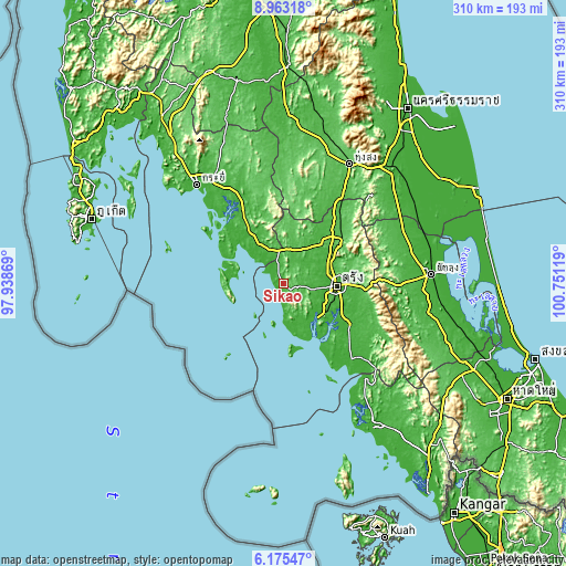 Topographic map of Sikao