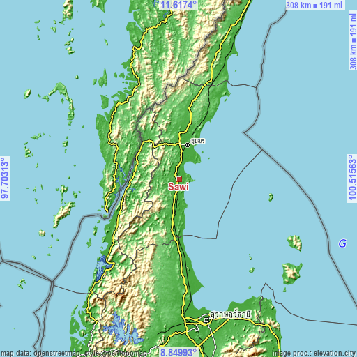 Topographic map of Sawi