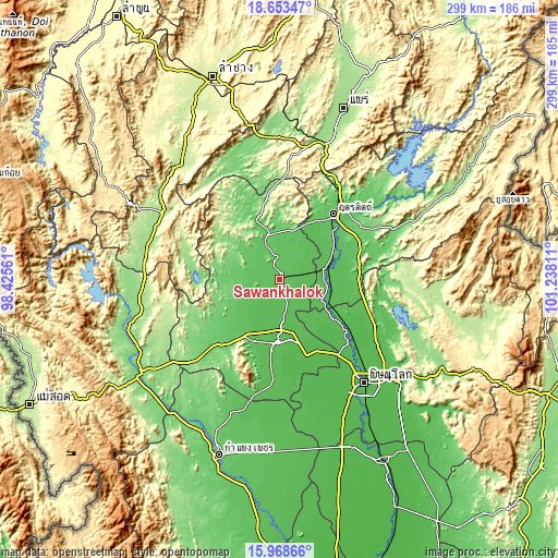 Topographic map of Sawankhalok