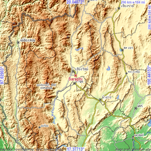 Topographic map of Saraphi