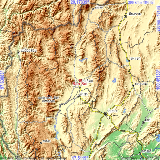 Topographic map of San Sai